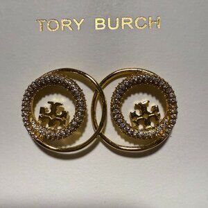 TORY BURCH MILLER DOUBLE CIRCLE PAVE STUD EARRINGS